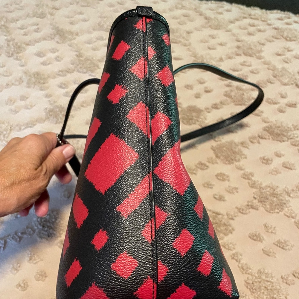 Coach Red and Black Plaid Tote - Picture 9 of 15